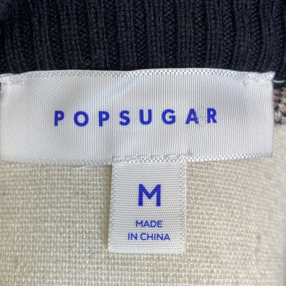 Popsugar Black Pink Cream Polka Dot Sweater M Crew Neck Pullovers Cozy Warm - Picture 6 of 7